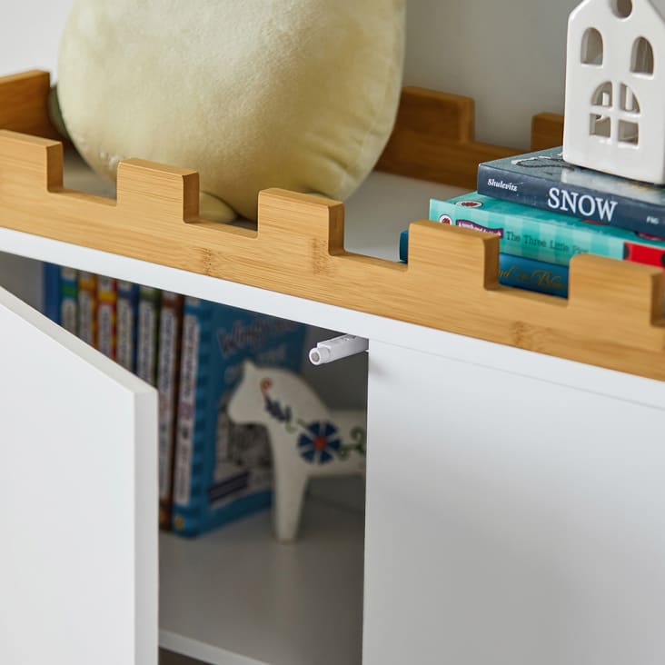 Estantería Pequeña Para Libros Infantil - Madera Blanca Con Sonrisa, 32x21.5x19.5 Cm, Fácil Montaje