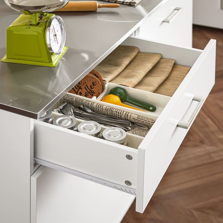 Carrello cucina bianco in mdf e acciaio