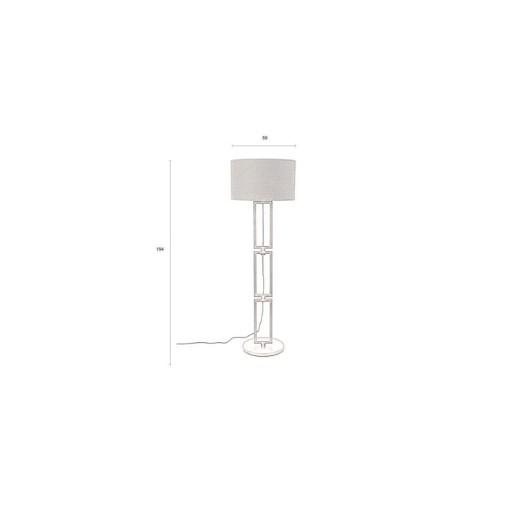 Lampadaire, lampe à pied LED en bois d'acacia naturel et abat-jour blanc -  Longueur 44 x Profondeur 44 x Hauteur 148 cm