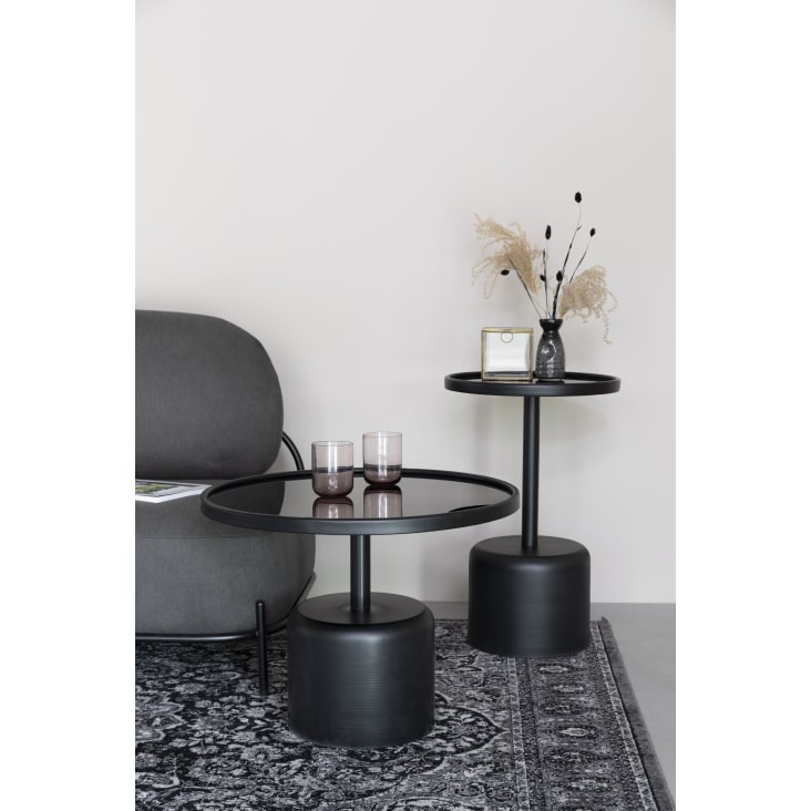 Table à manger design bois bicolore et métal noir Léon