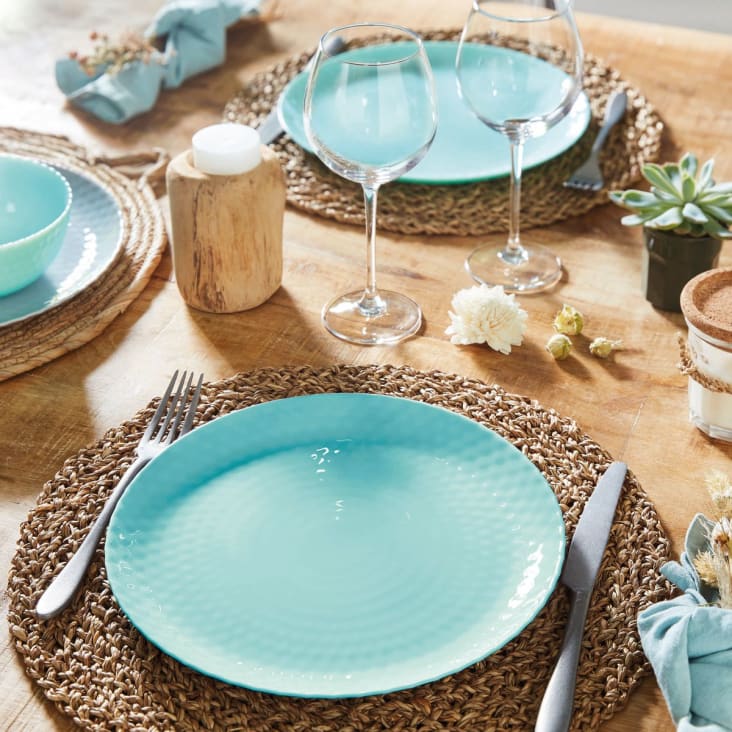Assiette plate turquoise 26 cm Icy - La Table d'Arc