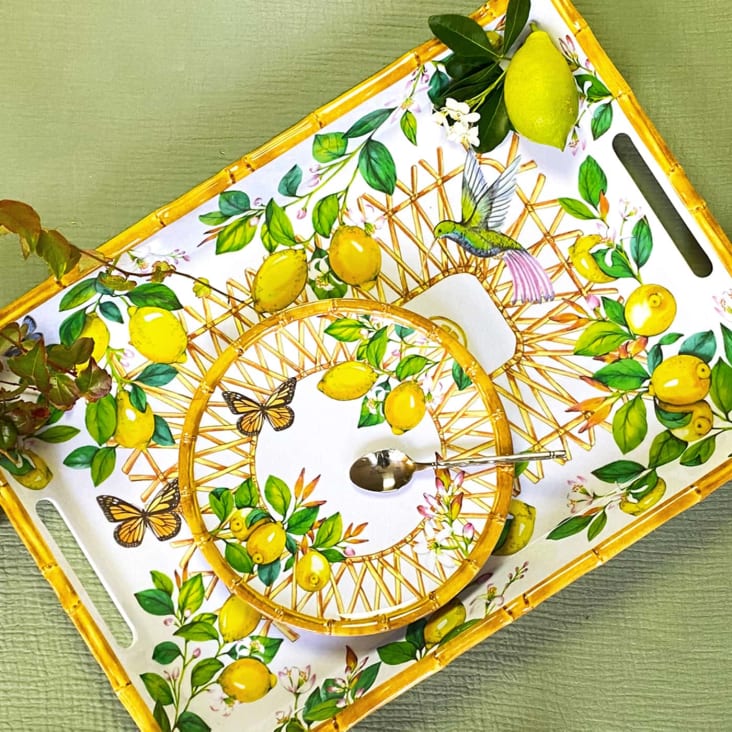 Vassoio rotondo in melamina con manici disegno del mare - Ø 36 cm – Les  Jardins de la Comtesse it