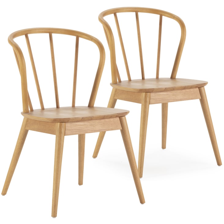 Pack 2 chaises en bois coleur chêne-BRISA