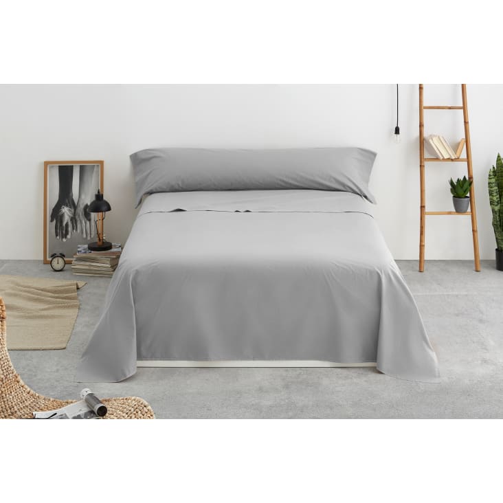 Sábana bajera ajustable lisa Blanco cama 150 cm - 150x190/200 cm