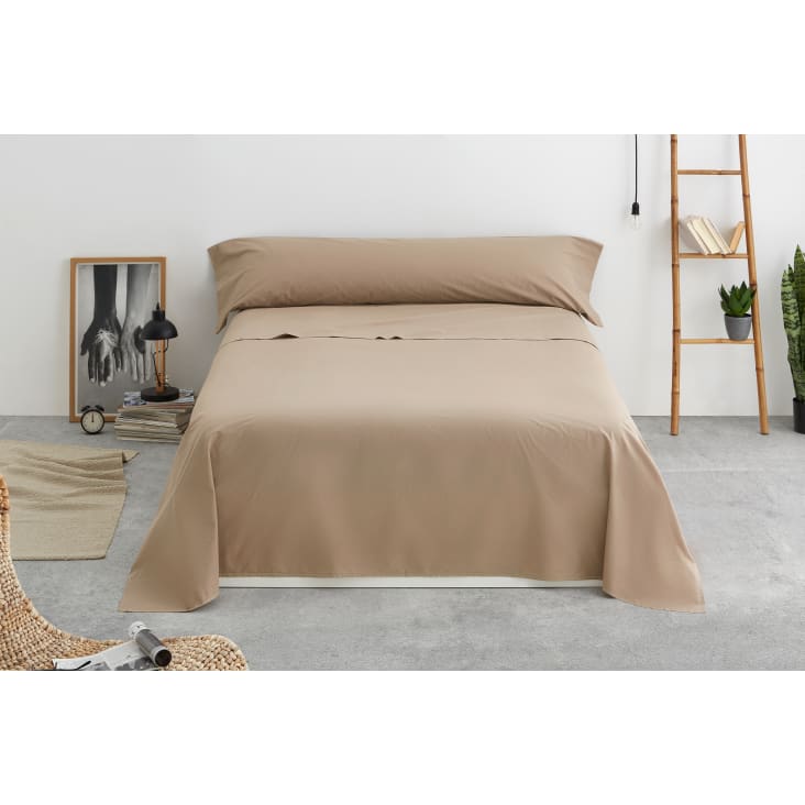 Juego de sábanas en algodón cama 90 cm 3 piezas Colizé Beige - Ropa de cama  - Eminza