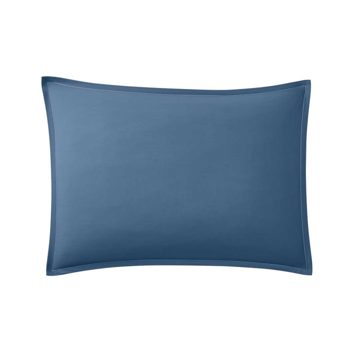Taie d'oreiller unie en coton bleu 50x70-Basque