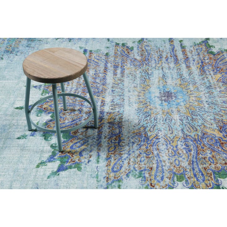 Muster, blau Flacher Monde Teppich, du ROOFTOP | Maisons orientalisches Vintage, 200x300