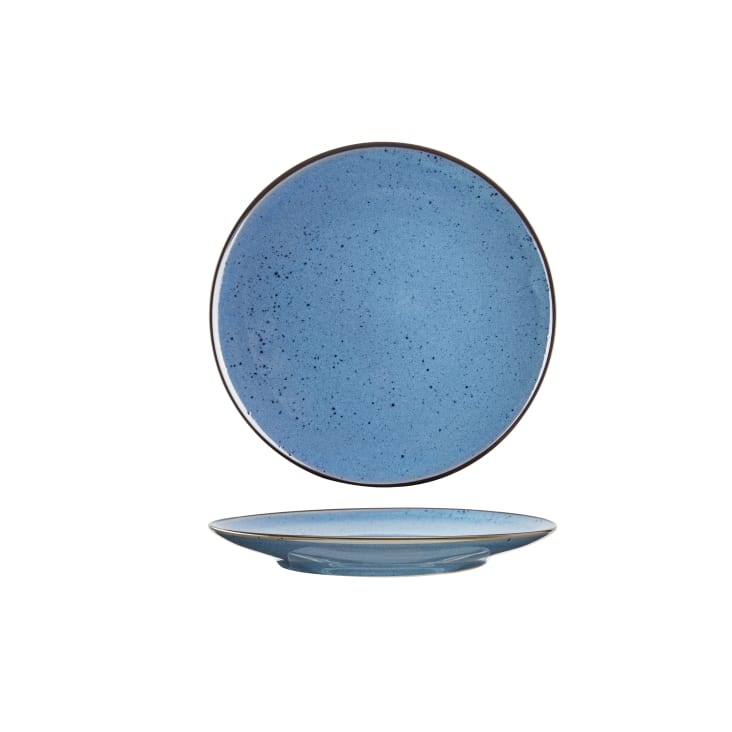 6er-Set flache Teller aus Steingut, blau, D26,3 cm-CORFU