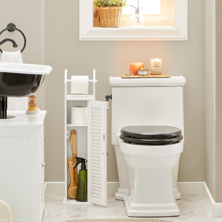Support papier toilette armoir porte-papier toilettes porte brosse wc en  bois - blanc frg135-w sobuy® - Conforama