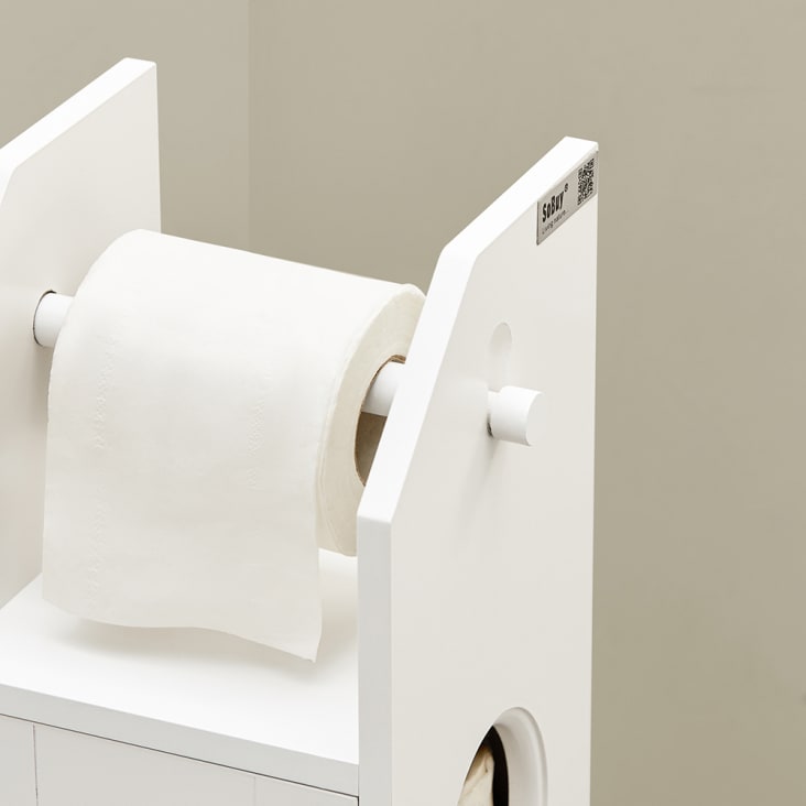 Sobuy bzr53-w support papier toilette armoire toilettes porte brosse wc sur  pied en bois –blanc - Conforama