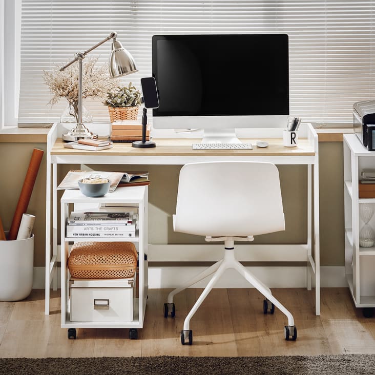 Mesa de ordenador con ruedas, mesa escritorio despacho natural