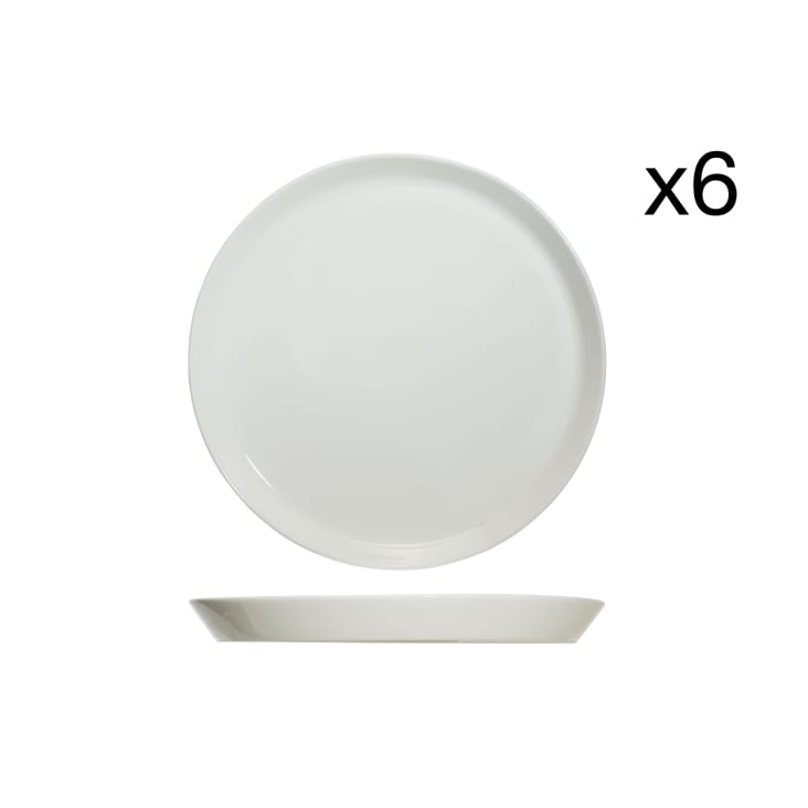 Lot De 6 Assiettes Plates En Porcelaine Blanche - 20 Cm De Diamètre, Design Sobre, Pour Petit-déjeuner, Dessert Ou Pain - 12