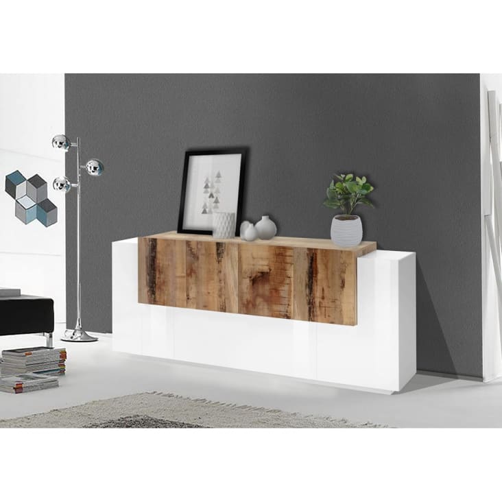 Credenza cucina moderna mobile soggiorno bianca legno Coro Bata Acero