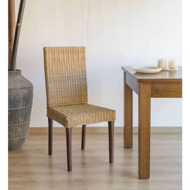 Table en verre et chaises marron CROSS - Ensemble Table/Chaise