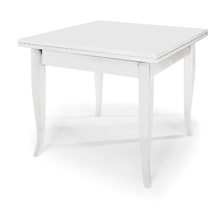 Tavolo in legno bianco allungabile a libro 100x100 - 200x100 cm