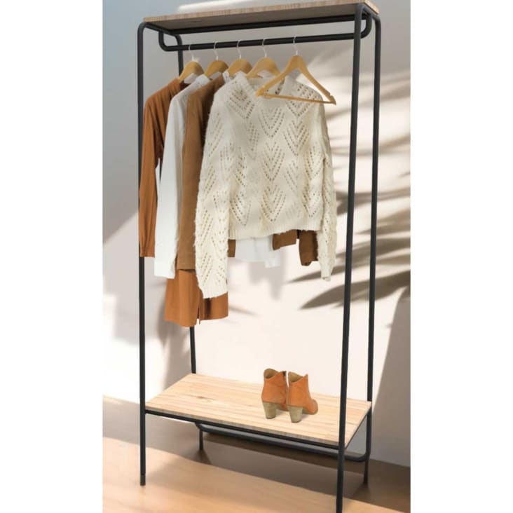 Kleiderschrank Garderobe Regal aus Metall Holz, schwarz, 80x45x170cm |  Maisons du Monde