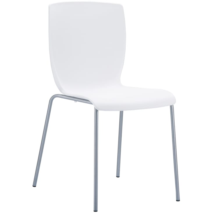 Chaise empilable blanche en plastique, chaise en résine blanche pour jardin  