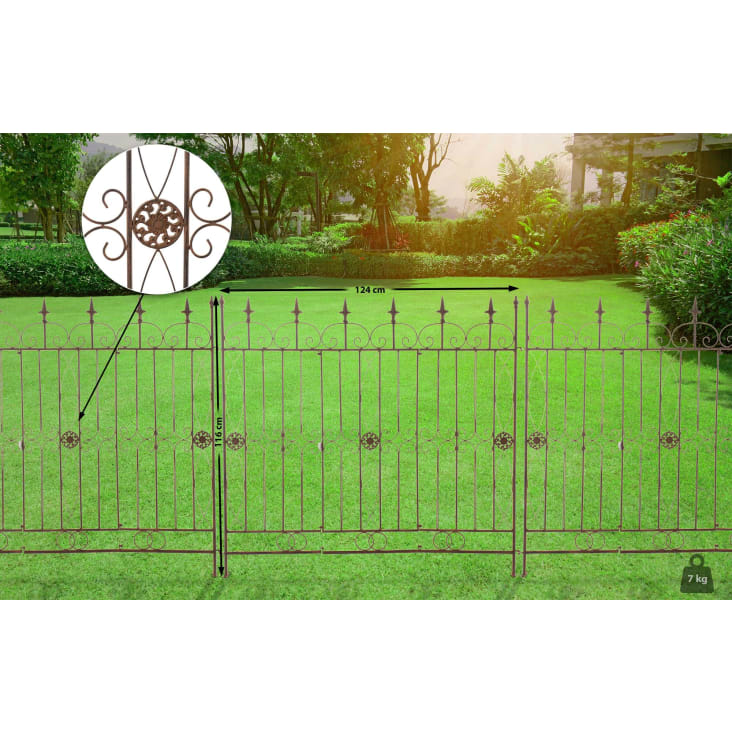 Recinzione Da Giardino Modulabile In Metallo Colore Antico Marrone 