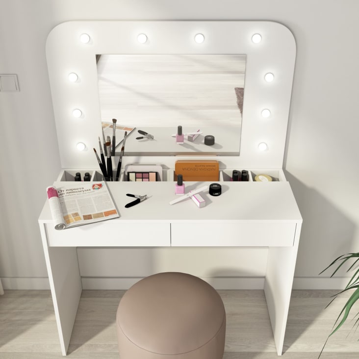 Coiffeuse avec miroir et lumière LED pour maquillage 2 grand