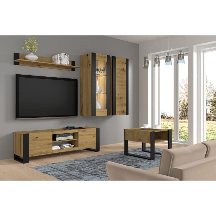 Mueble para TV efecto madera Crema y Negro MONDI
