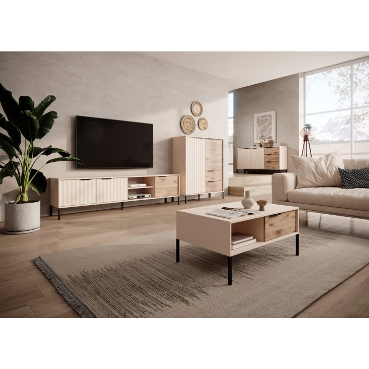 Mueble TV natural oscuro - Arua interiores de diseño