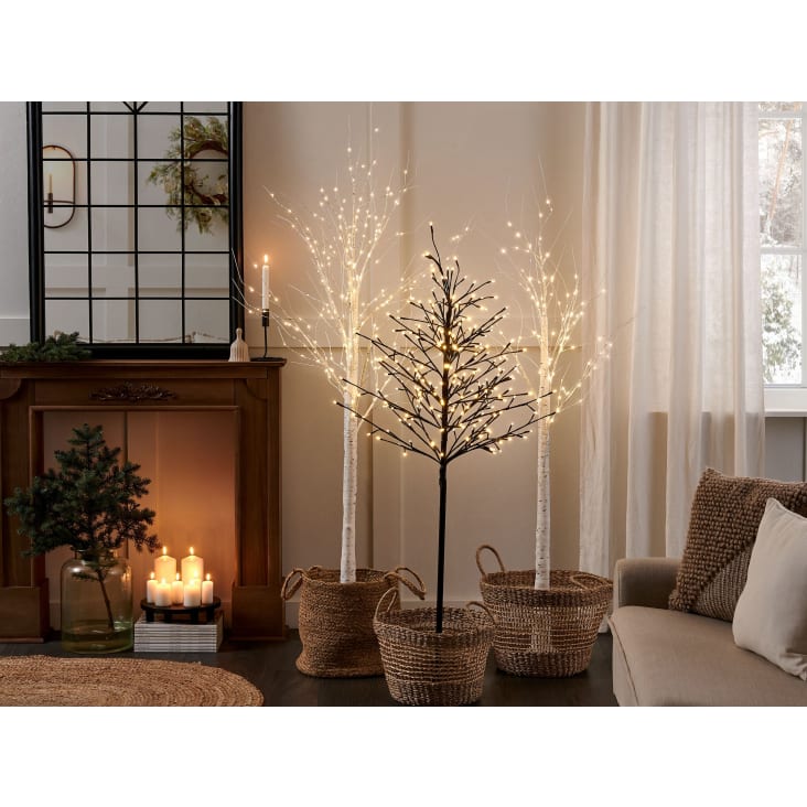 Arbre de Noël à LED sapin lumineux décoration d'hiver métallique ornement  noir