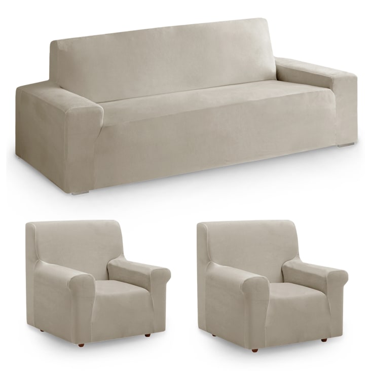 1 funda para sofá, funda elástica para muebles de 3 plazas, funda  protectora de muebles de 3 plazas, color gris pardo