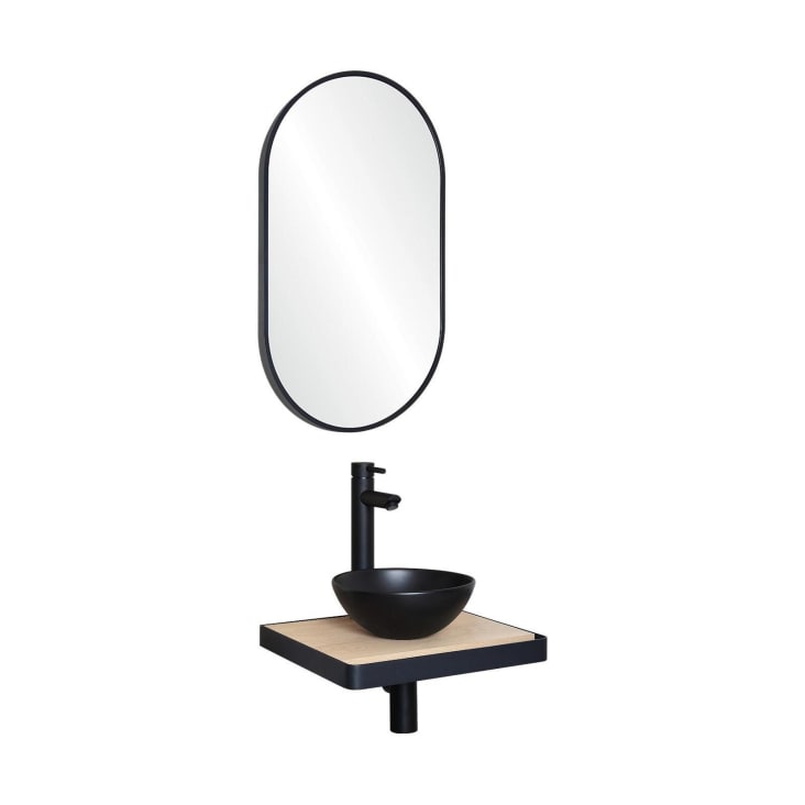 Meuble Miroir d'angle Salle de Bain 31cm Noir-Dark