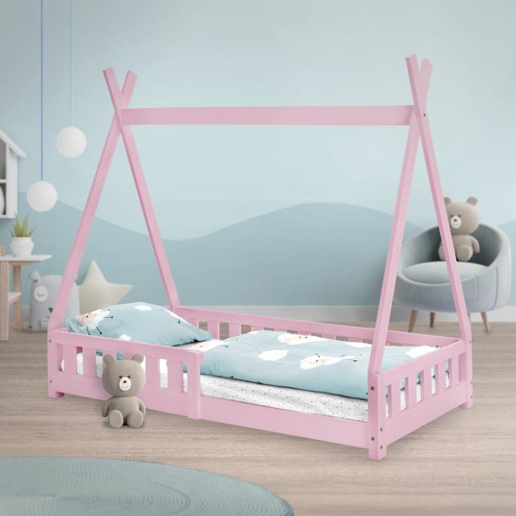 Tenda Letto Bambini Montessori Lovely Hippo - 100% Cotone, 97x402 Cm, Per Letti 80x160/90x190 Cm - Modello Blu Notte/Oro - Foto 9