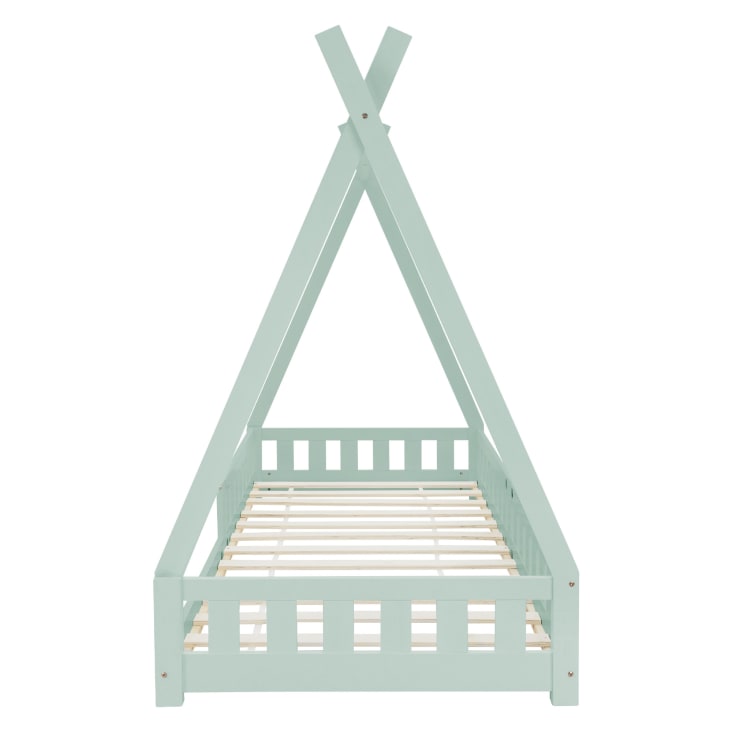 En.casa] Kinderbett Knätten Hausbett Bodenbett 80 X 160 Cm Holzbett Für Kinder Mit Rausfallschutz Bettgestell Mit Lattenrost Kiefernholz Holzfarben