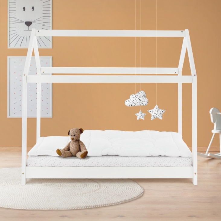Cama infantil madera blanco Montessori 90x190cm