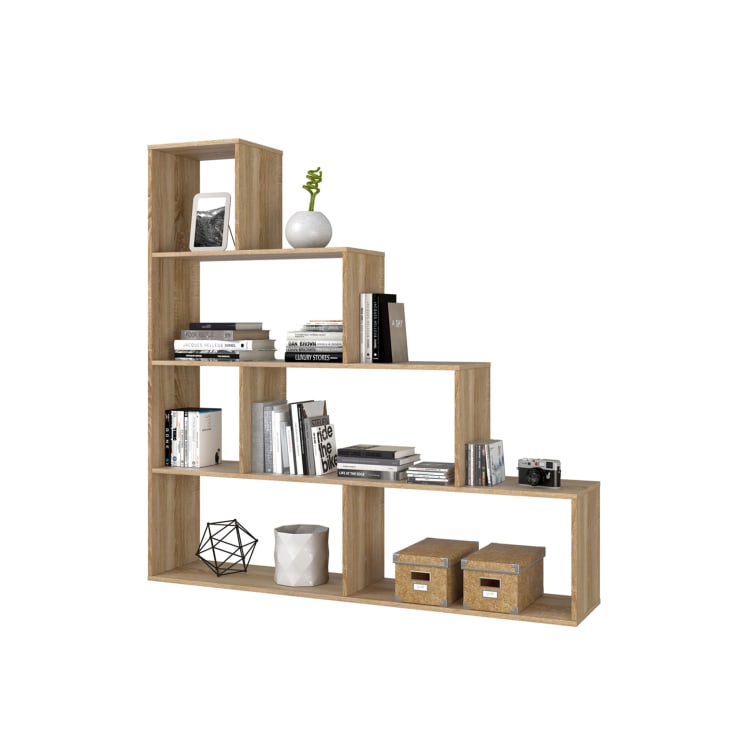 Libreria a 6 scaffali effetto legno rovere DMORR