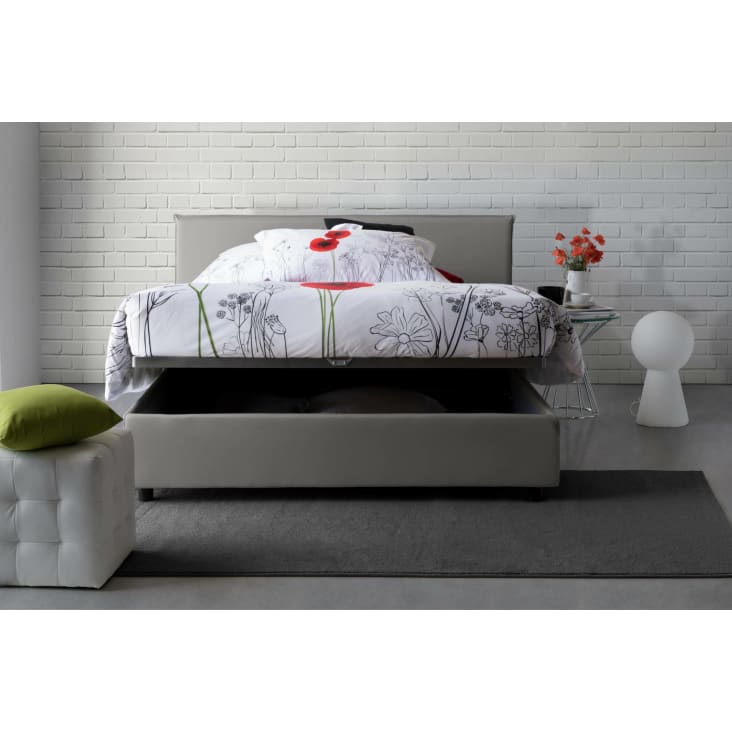 Letto contenitore 140x190 cm in tessuto grigio DAHMETA