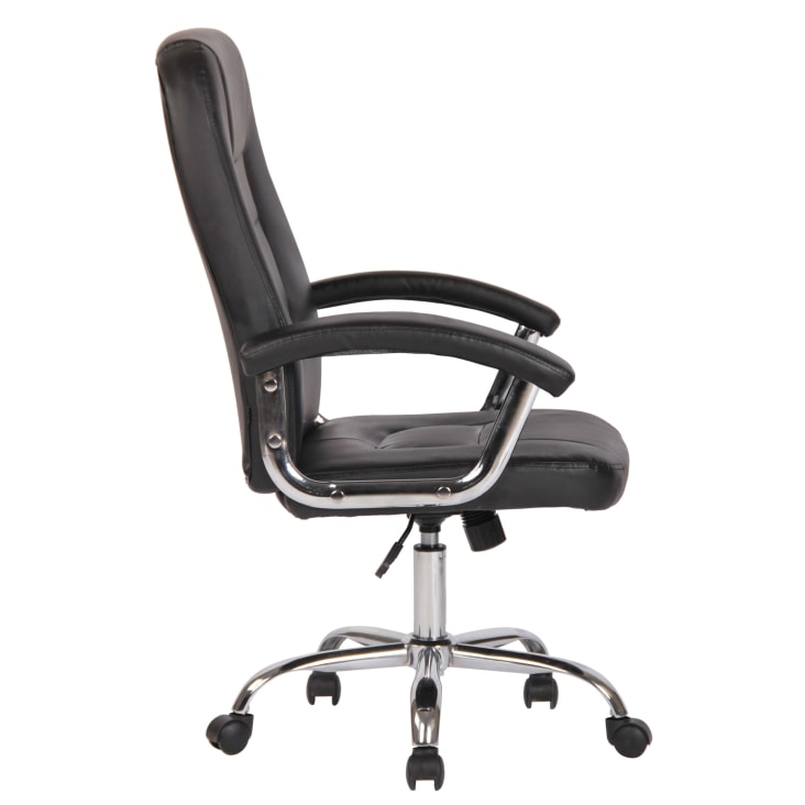 Chaise de bureau réglable pivotant en similicuir Noir-REEDVILLE cropped-3