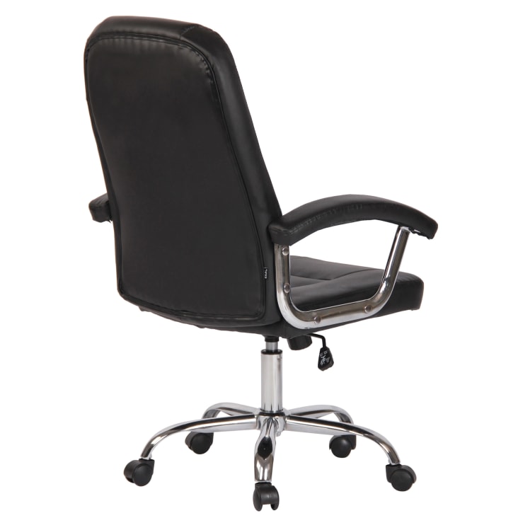 Chaise de bureau réglable pivotant en similicuir Noir-REEDVILLE cropped-4