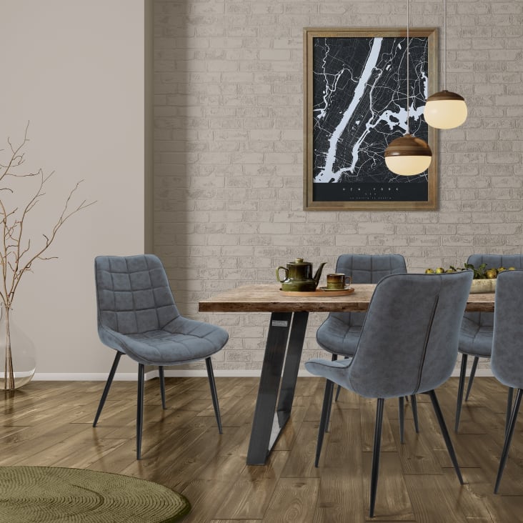 Set 4 sedie per sala da pranzo cucina soggiorno imbottite in ecopelle  antracite