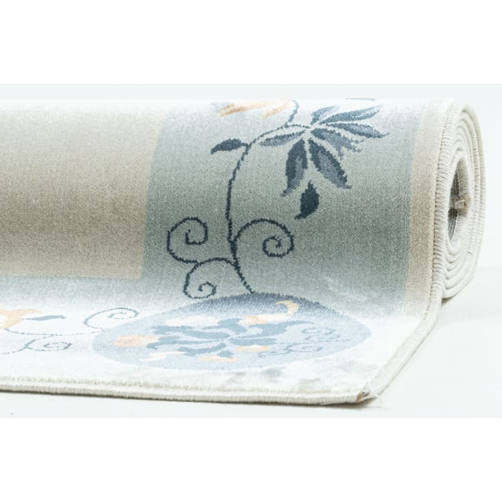 Tapis Naïn Tissé Machine – Bleu – 230x160 Cm – Motif Oriental – Polypropylène Et Viscose