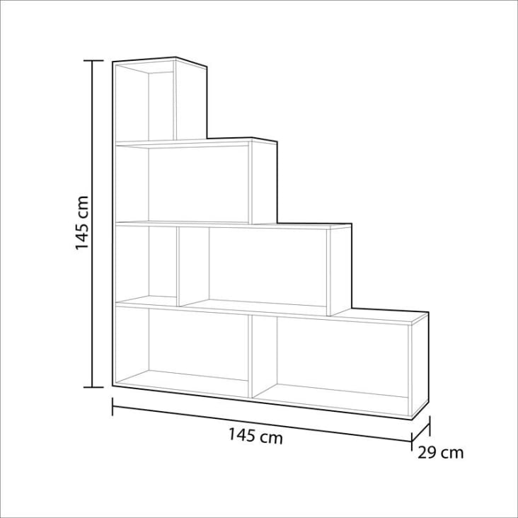 Scaffale a 6 scomparti per scale - A145 cm - Marrone Anaïs