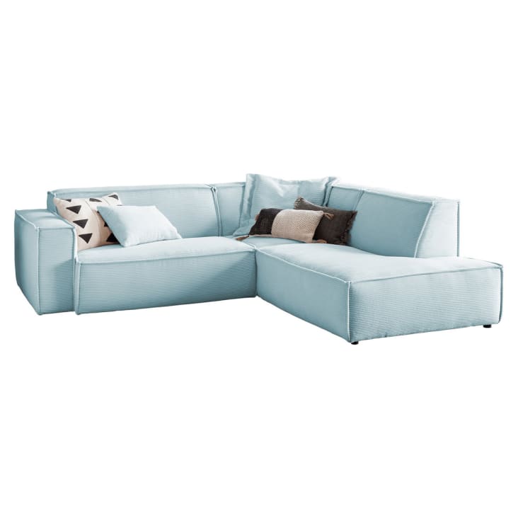 Ecksofa aus Cord, hellblau SAMU Maisons du Monde