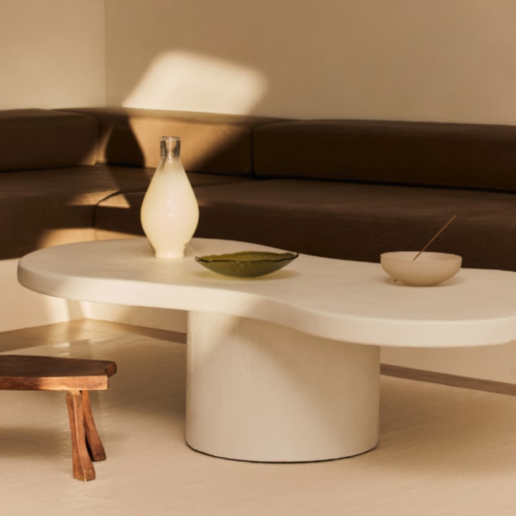 Tavolino in microcemento, colore bianco, 140 cm By marlot baus