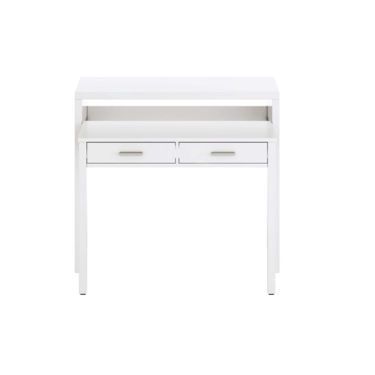 Mesa escritorio extensible tocador salon blanco 2 cajones 98x87x36-70 cm