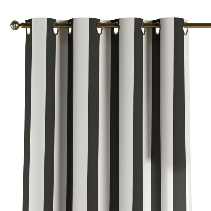 Gestreifter Vorhang mit Ösen, schwarz und Maisons weiß, Monde 130x245 | cm du COMICS
