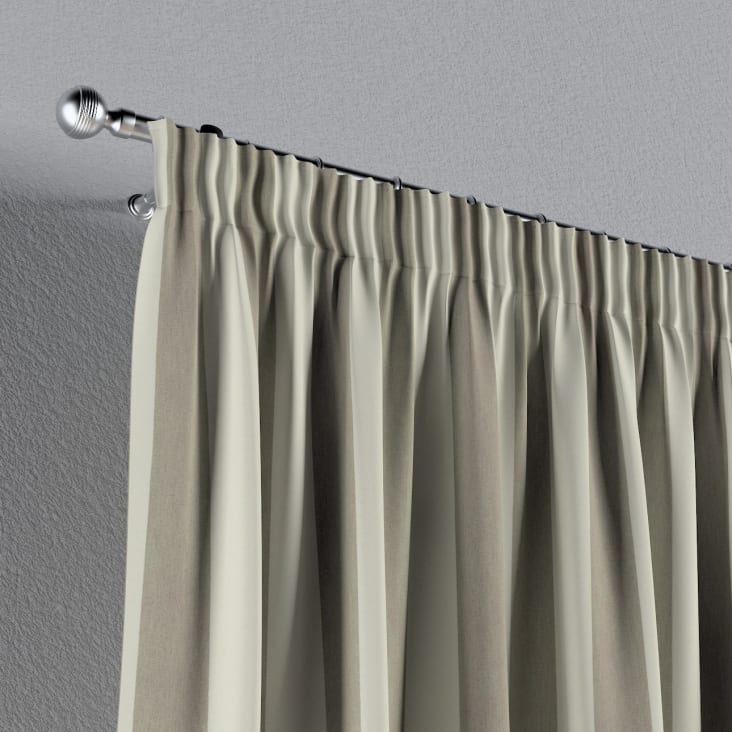 Gestreifter Vorhang mit Kräuselband, weiß 130x245 beige, Maisons cm und du | Monde QUADRO