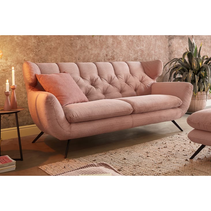 2-Sitzer Sofa aus Cord, rosa CHARME