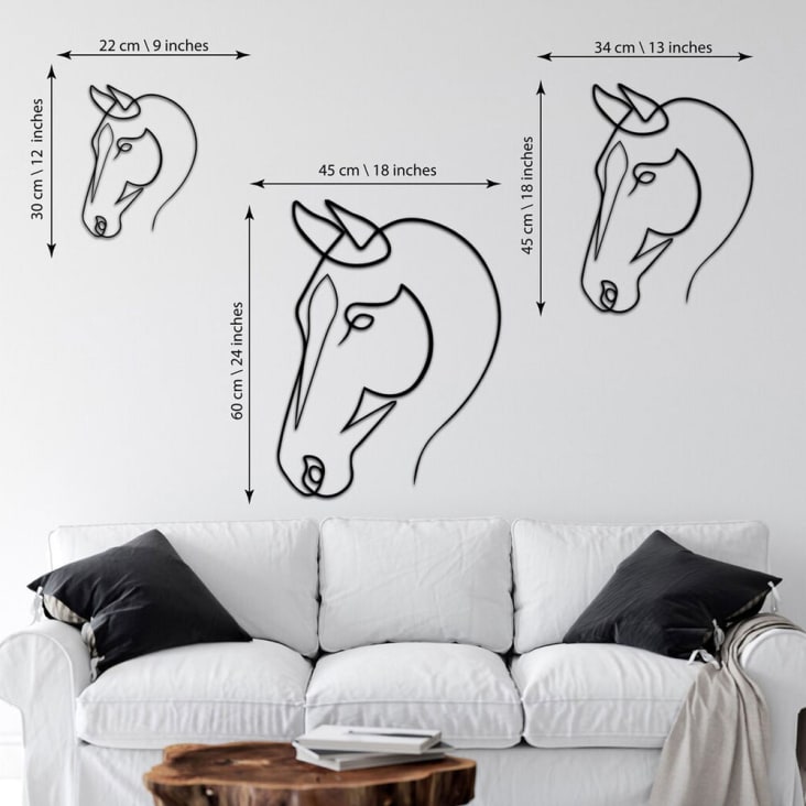 Art mural en métal, décoration géométrique de cheval, décoration de la  maison, tentures murales, signe de cheval, décor de ferme -  Canada