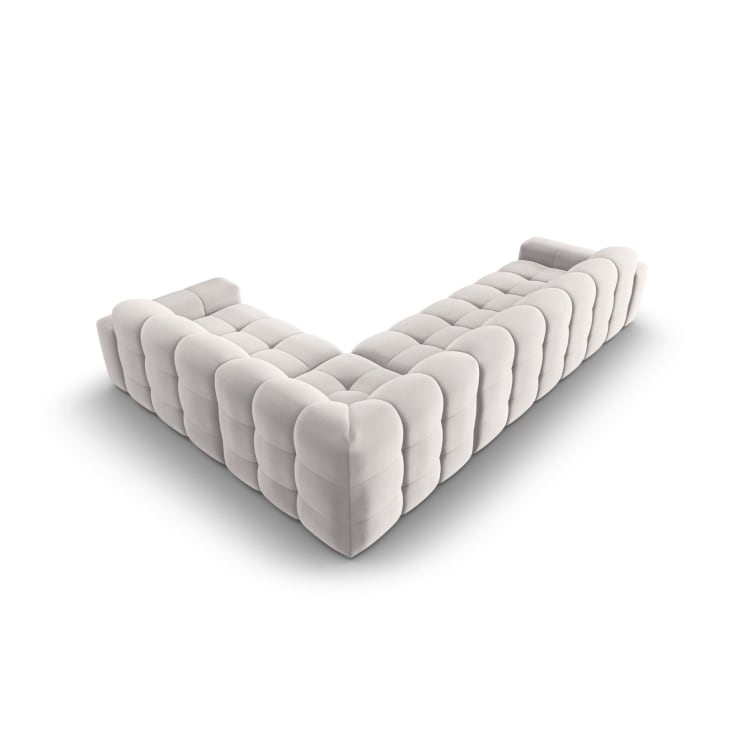 Canapé d'angle droit 6 places en tissu velours gris clair-Kendal cropped-4