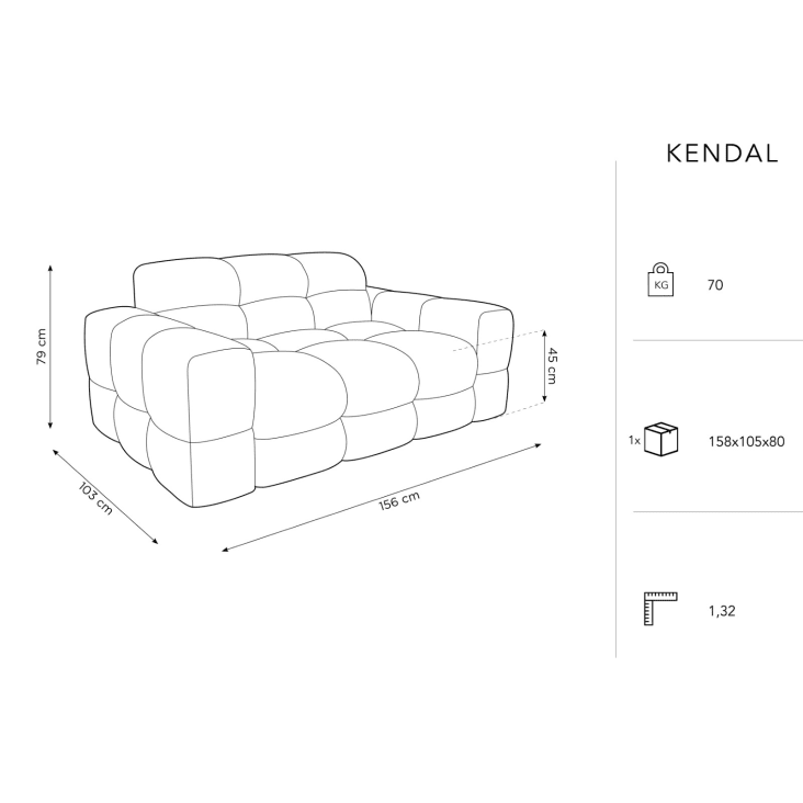 Canapé 2 places en tissu velours gris clair-Kendal cropped-5