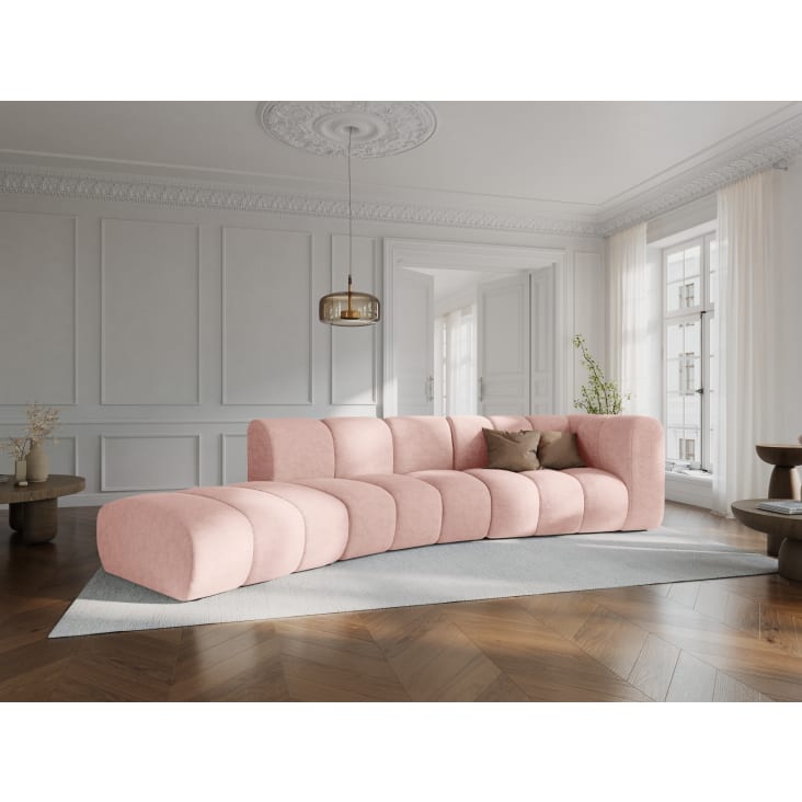 Canapé gauche 5 places en tissu chenille rose-Lupine cropped-2