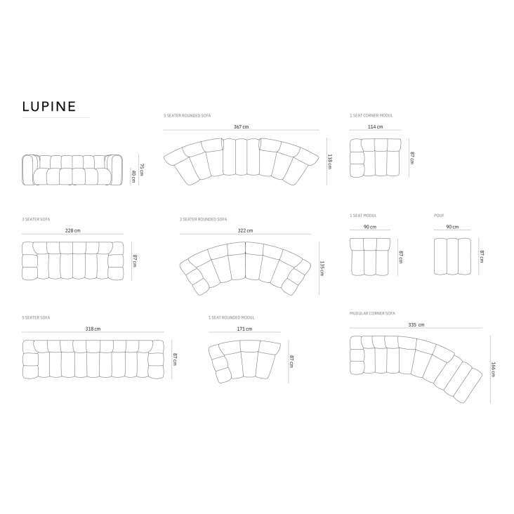 Canapé gauche 5 places en tissu chenille rose-Lupine cropped-5