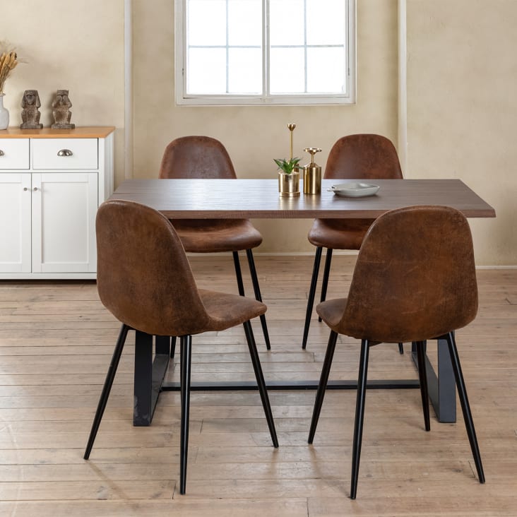 Set di 4 sedie scandinave imbottite, con gambe in legno per sala da pranzo